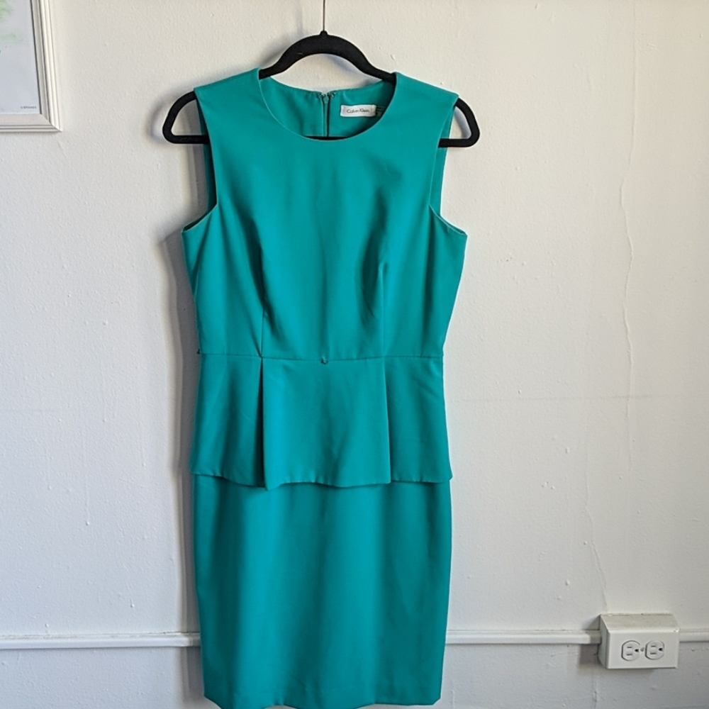 Calvin Klein Turquoise Peplum Dress
